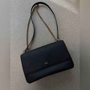 DKNY Black and Gold Chain Shoulder Bag